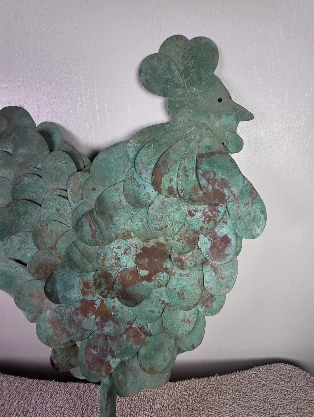 Decorative Green Patina Metal Rooster Yard Or Wall Art - Picture 8 of 13